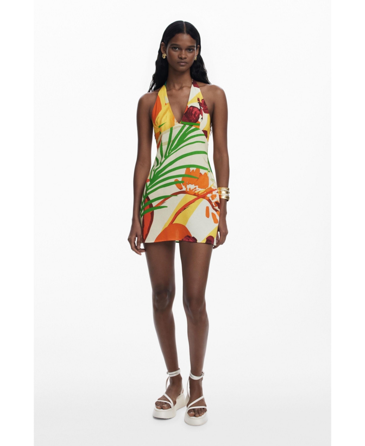 Desigual Fitted Cover-up Minidress In Light Beige