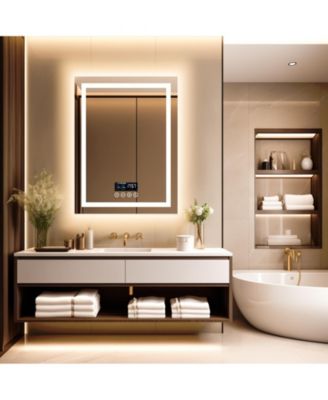 23.6 x 31.5 In Smart LED Lighted Bathroom Mirror with Bluetooth Speaker, Front-lit, Backlight