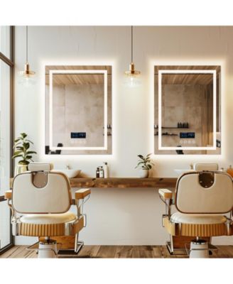 23.6 x 31.5 In Smart LED Lighted Bathroom Mirror with Bluetooth Speaker, Front-lit, Backlight