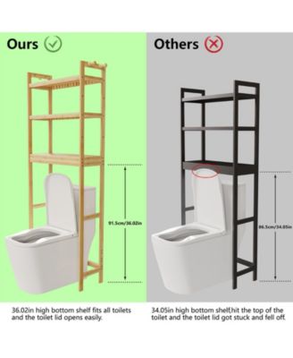 Over The Toilet Storage Rack Bathroom Organizer with 3 Tier Adjustable Height Shelf