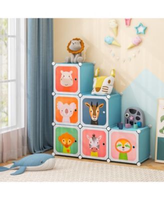 8 Cube Kids Wardrobe Closet with Hanging Section and Doors
