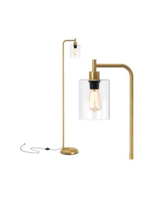 Modern Floor Lamp with Hanging Glass Shade and Foot Switch for Living Room