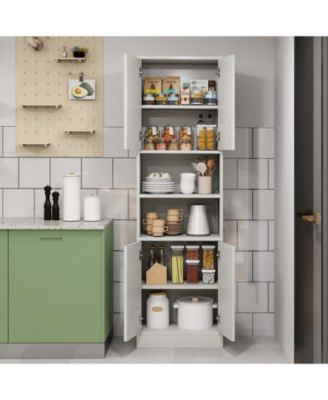 Kitchen Pantry Cabinet Tall Cupboard with Doors and Shelves