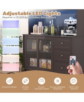 Kitchen Pantry Storage Cabinet Kitchen Hutch with LED lights and Power Outlet