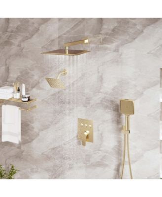 3-Function Dual Shower Head Pressure-balanced Shower System with 4 Sprays Handheld