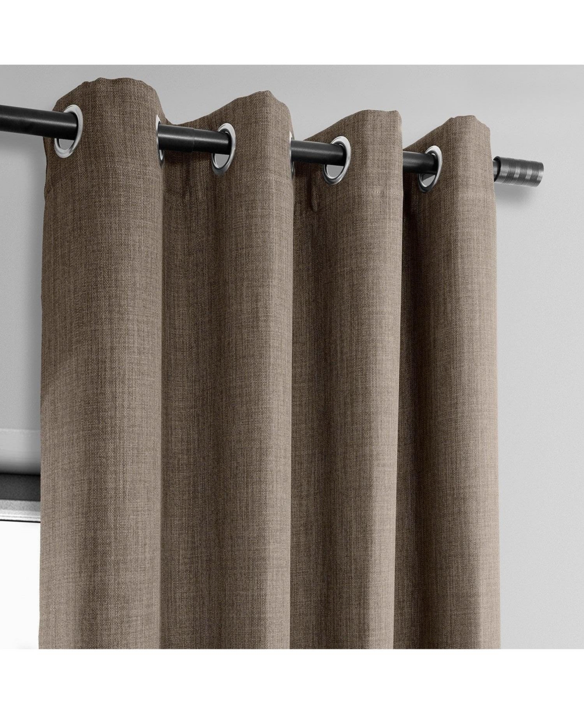 HALF PRICE DRAPES DUTCH COCOA GROMMET TEXTURED FAUX LINEN ROOM DARKENING CURTAIN 