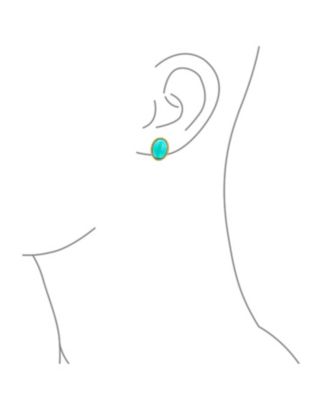7CT Oval Cabochon Natural Jade Lapis Lazuli Onyx Turquoise 14K Gold Plated Sterling Silver Clip-On Earrings