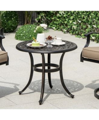 Cast Aluminum Patio Table 24''Outdoor Round Side Table Anti-Rust Coffee Bistro Table