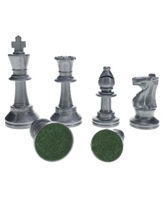Color Bright Plastic Staunton Tournament Chess Pieces with 3.75 in. King - Half Chess Set of Chess Pieces Only, Silver