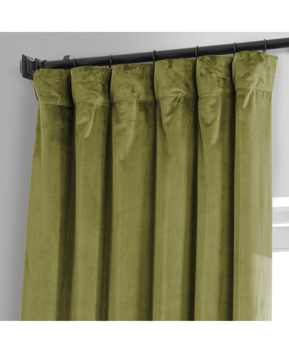 Half Price Drapes Jalapeno Green Signature Plush Velvet Hotel Blackout Curtain In Green