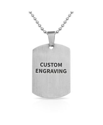 Medical ID Dog Tag Steel Pendant Necklace 20" Chain