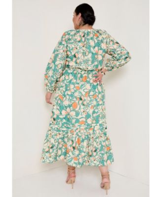 June + Vie Women's June + Vie Raglan Puff Sleeve Maxi Dress