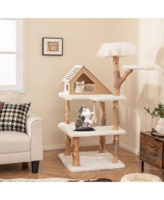 Modern Wooden Cat Tree with 2 Perches Stylish & Functional Cat Tower for Indoor Cats