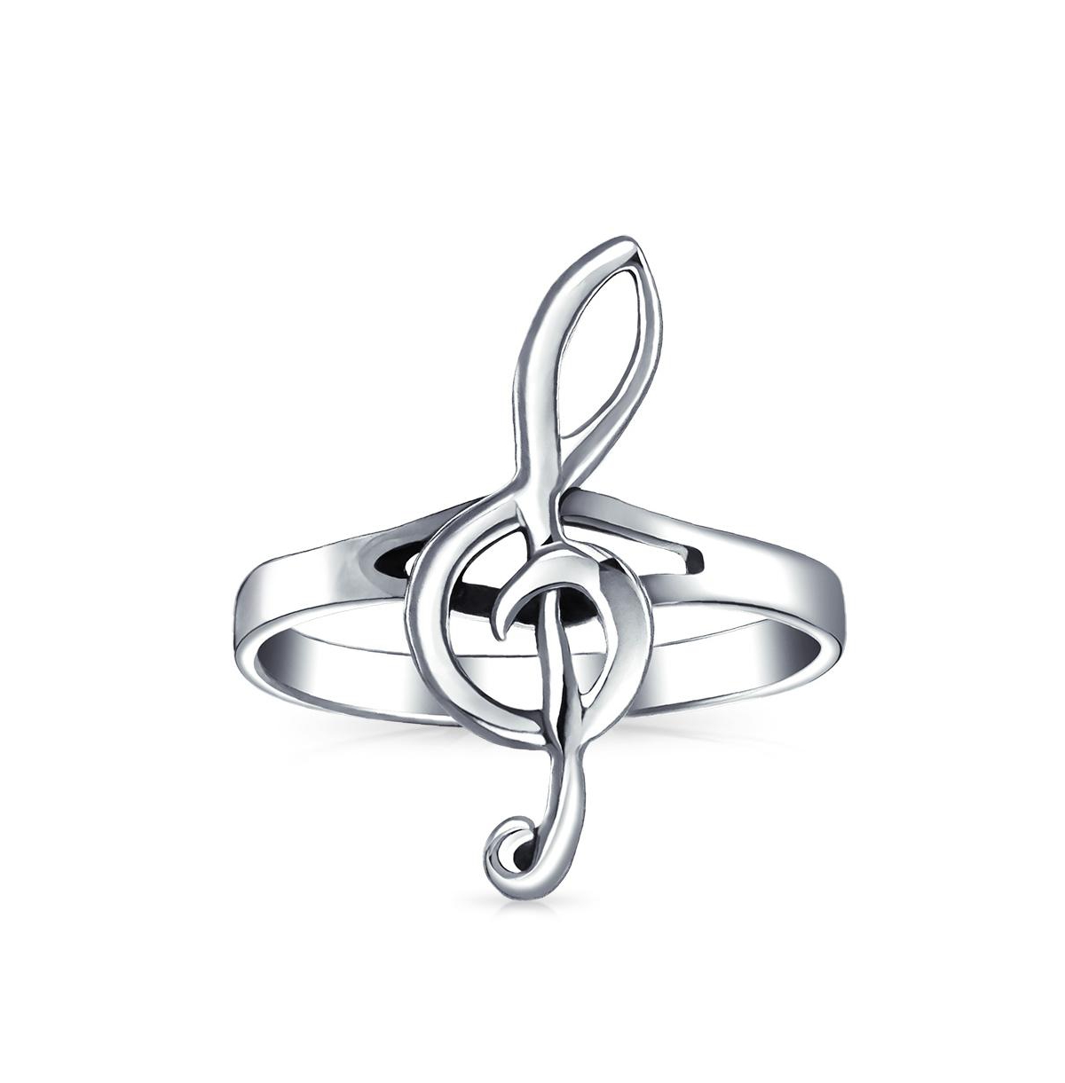 Bling Jewelry Silver Ring with Treble Clef Note Design Sterling Thin Band Music Lovers