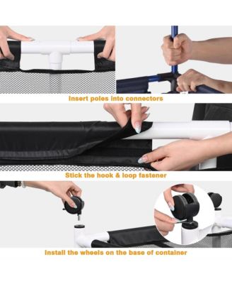 Extra Large Mesh Pool Storage Bin Noodles Holder Toys Organizer,Rolling 6 Wheels,Double Decker Cart