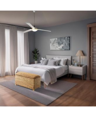 36&amp;#x22; Storage Trunk with Curved Lid, Safety Hinge - Espresso, Water Hyacinth Wicker Storage Chest Basket for Bedroom, Entry Way, Living Room