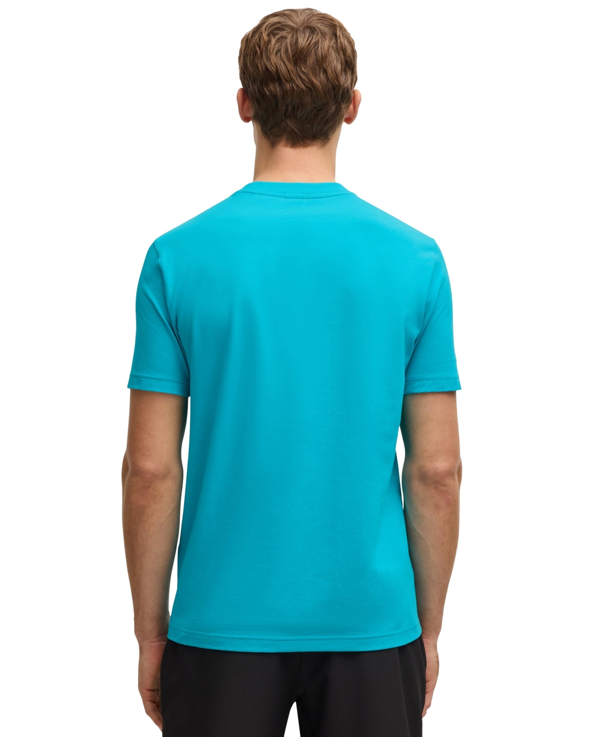 Hugo Boss Stretch-cotton Regular-fit T-shirt With Contrast Logo In Blue