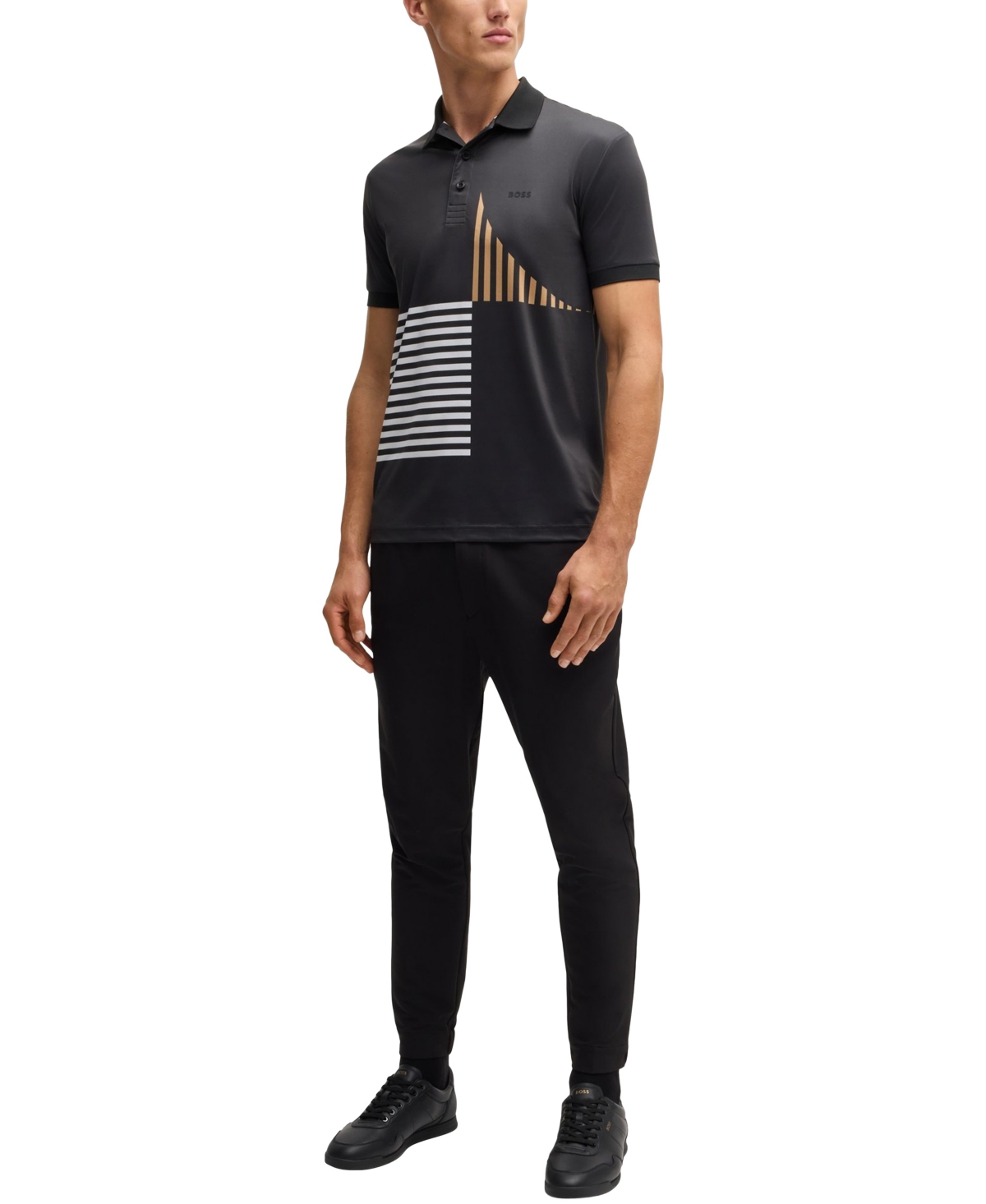 Hugo Boss Boss Technical Fabric Polo Shirt In Black