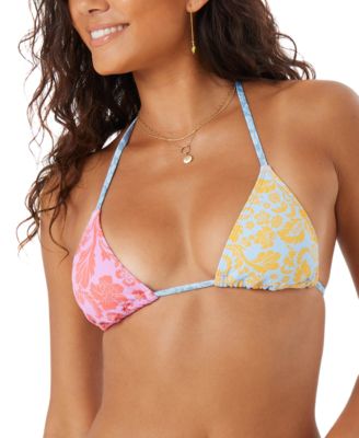 Juniors' Tapestry Patchwork Triangle Bikini Top