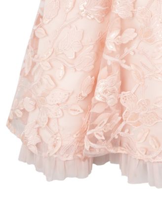 Big Girls Sequin and Embroidered Mesh Social Dress