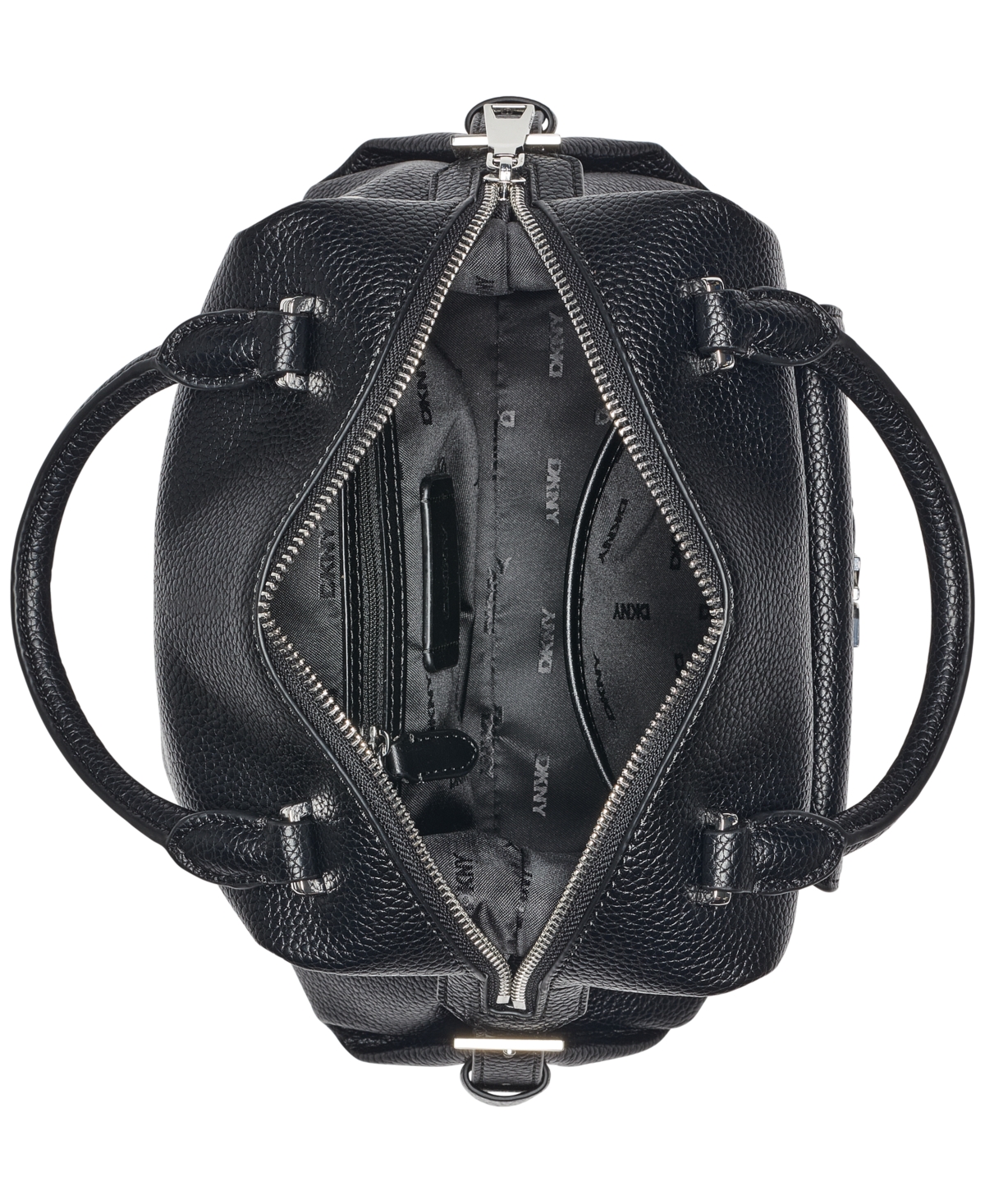 Dkny Robin Satchel In Black,silver
