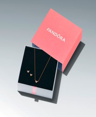 Pandora Gold Plated Triple Stone Heart Gift Set - Macy's