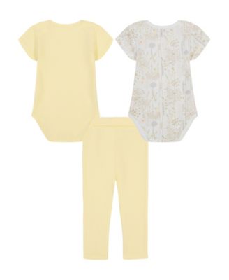 Baby Girls 3-Piece Floral Pointelle Bodysuits and Leggings Set