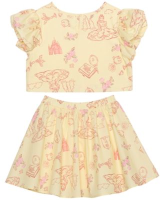Toddler and Little Girls 2-Piece Belle's Day Short Sleeve Top and Skirt Set