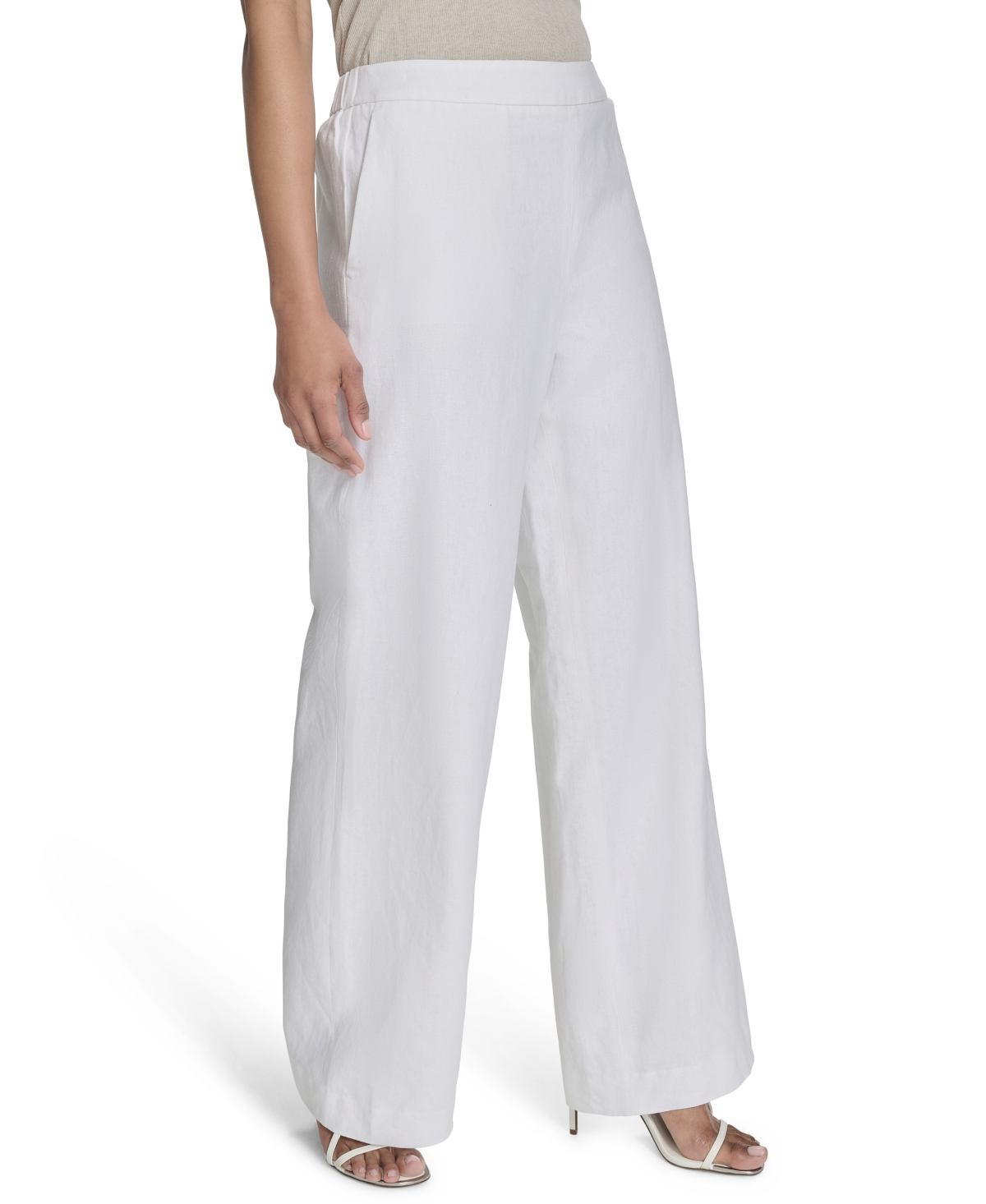 HALSTON WOMEN'S ELASTIC-BACK MID-RISE WIDE-LEG PANTS 