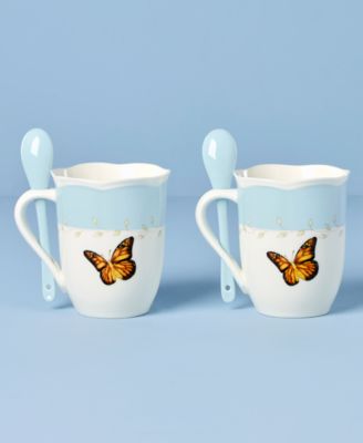 Butterfly Meadow Mugs with Spoons, Set of 2