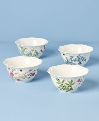 Butterfly Meadow Herbs Rice Bowls, Set of 4