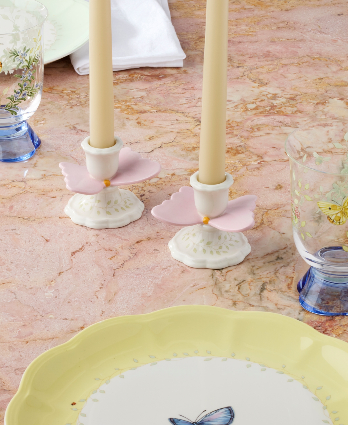 Lenox Butterfly Meadow Candlestick Holders, Set Of 2 In Multi