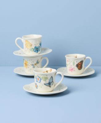 Butterfly Meadow Espresso Cup & Saucers, Service for 4