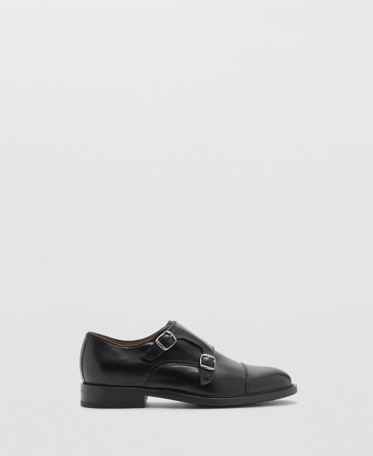 Mango Double Monk Strap Shoe In Black