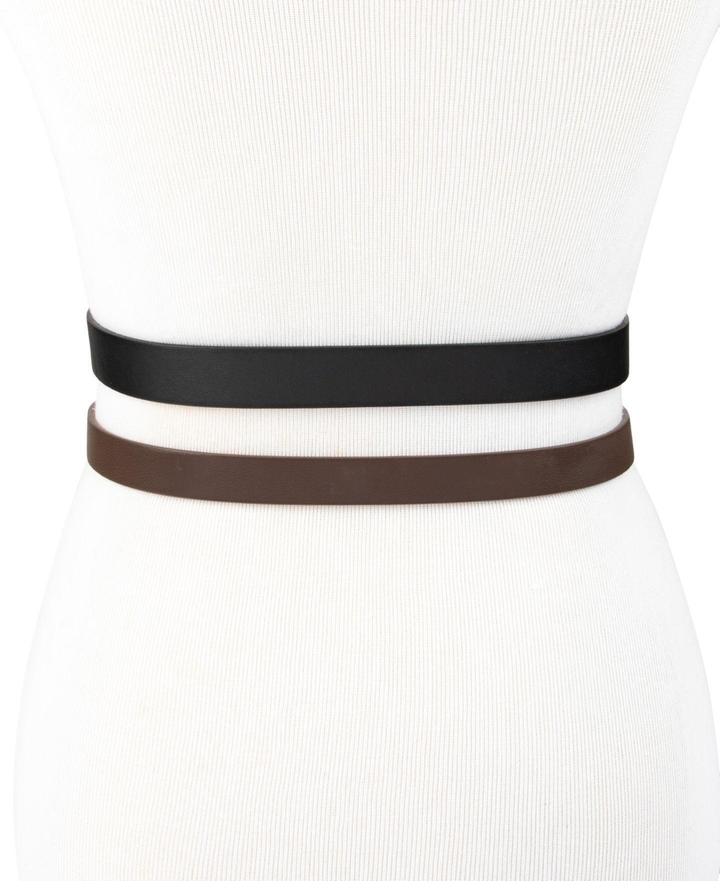 Женские ремни Calvin Klein 2-Pc. Skinny Belt Set, цвет: Чёрный / Коричневый — фото 3