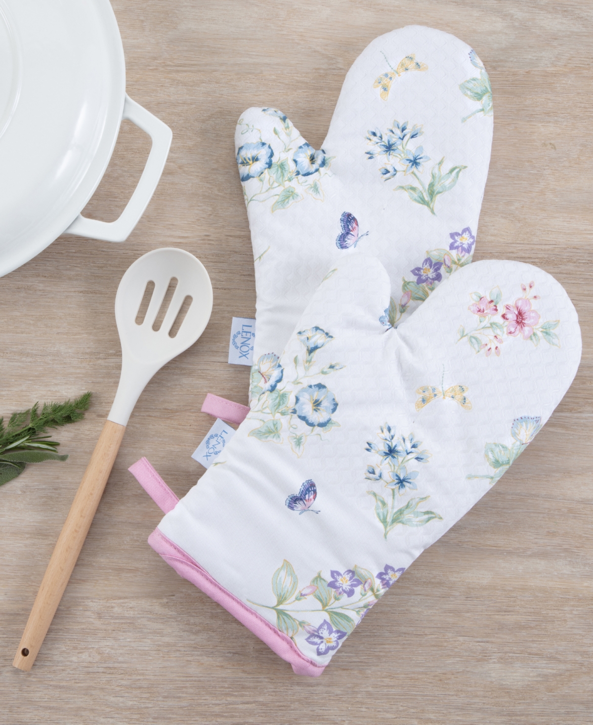Butterfly Meadow Printed Oven Mitt, Set of 2 - White