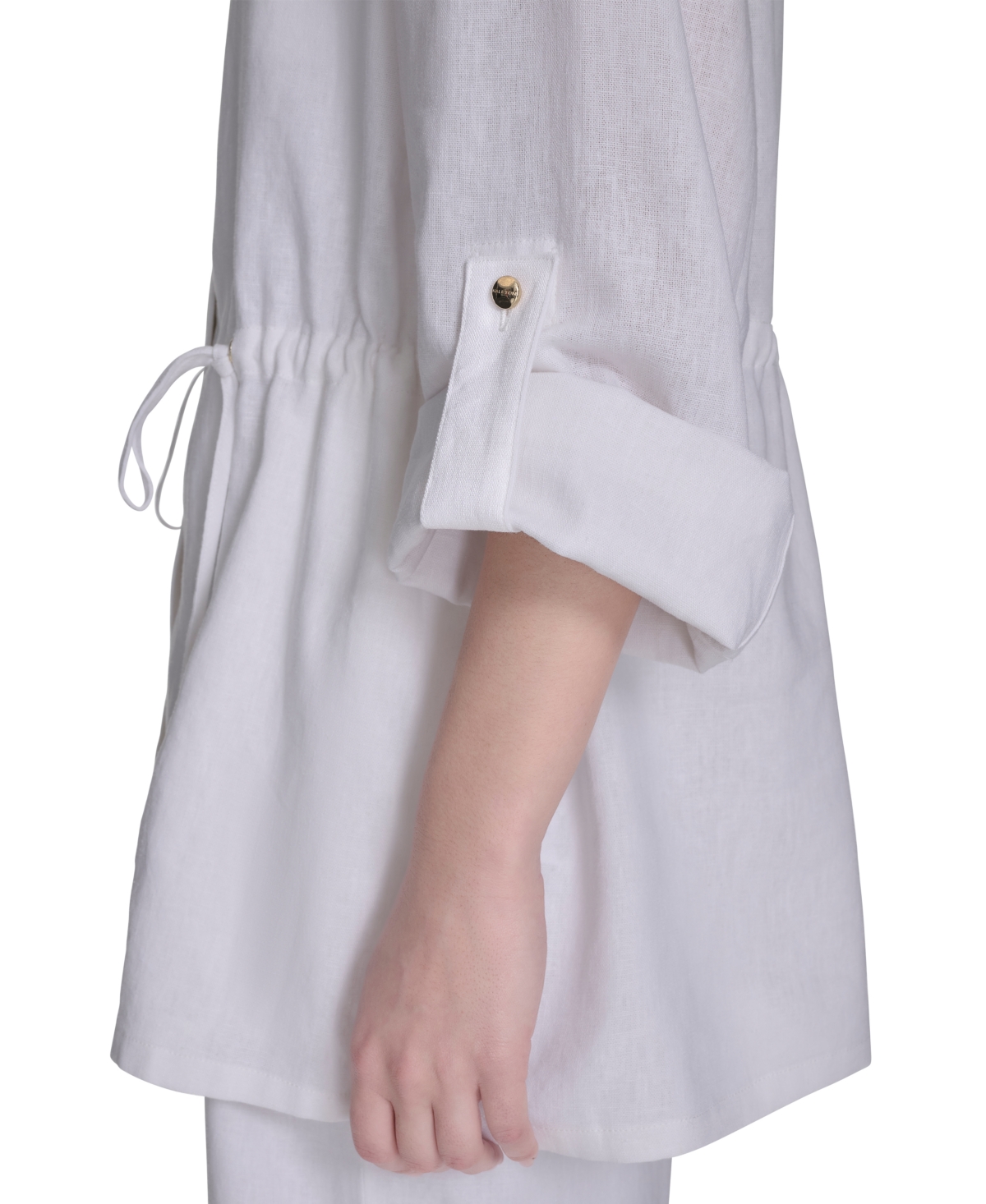 HALSTON WOMEN'S ZIP-FRONT DRAWCORD-WAIST COLLARED TOP 