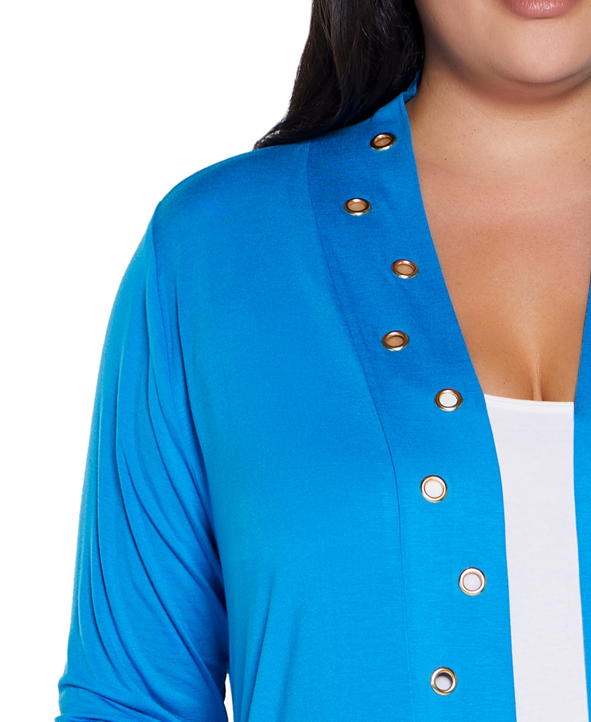 BELLDINI PLUS SIZE GROMMET-TRIM DUSTER CARDIGAN SWEATER 