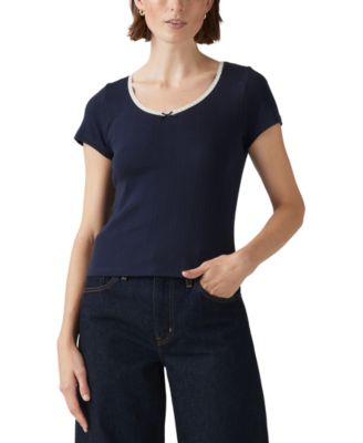 Levi's - Women's Sweetie Cotton V-Neck Pointelle Top