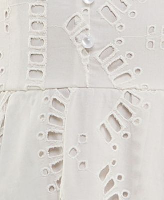 Juniors' Cotton Eyelet Fit & Flare Mini Dress