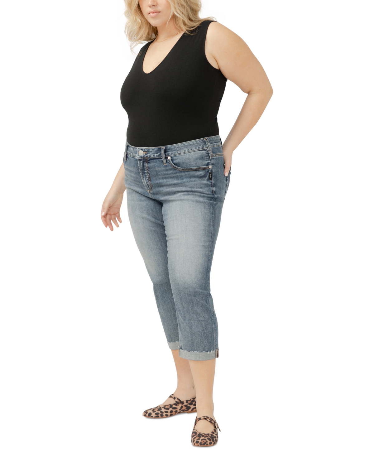 Silver Jeans Co. Plus Size Elyse Mid-rise Comfort Fit Capri In Indigo