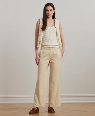 Lauren Ralph Lauren - Women's Cotton Twill Wide-Leg Pants