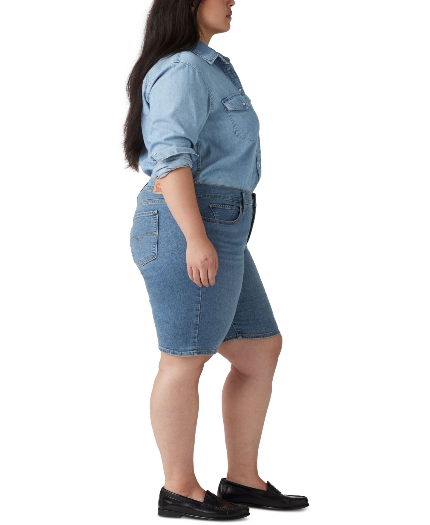 Женские шорты Levi's Plus Size Mid-Rise Shaping Bermuda, цвет: Джинсовый — фото 6
