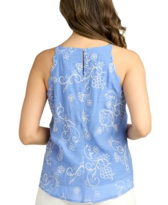 Juniors' Embroidered Sleeveless Top