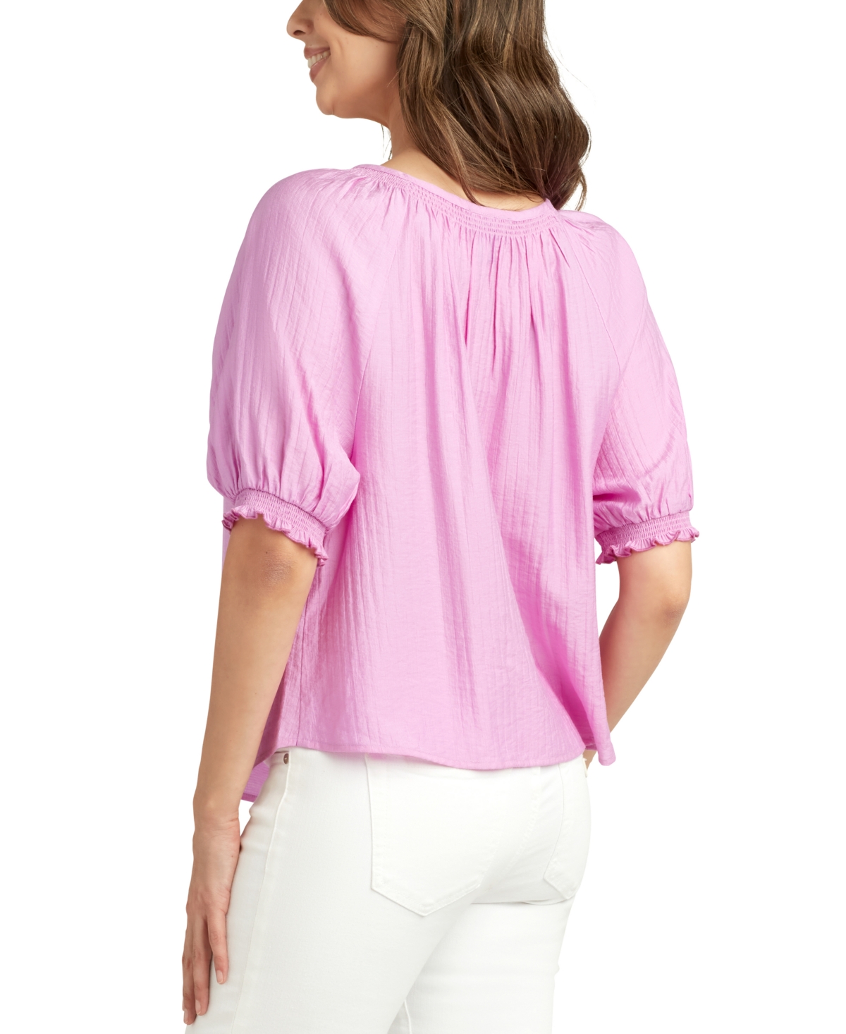 Bcx Juniors' Puff-sleeve Button-front Knit Top In Orchid