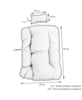 Indoor/Outdoor Polyester Replacement Julia Hanging Egg Chair Cushion with Headrest - Blue - 2pc