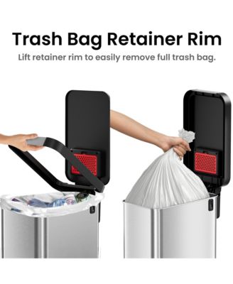 SoftStep 13.2 Gallon Slim Step Pedal Trash Can with Odor Filter, Elongated Stainless Steel Recycling Bin, Space-Saving Garbage Trashcan, 50 Liter Home Office Bedroom Livingroom Wastebasket