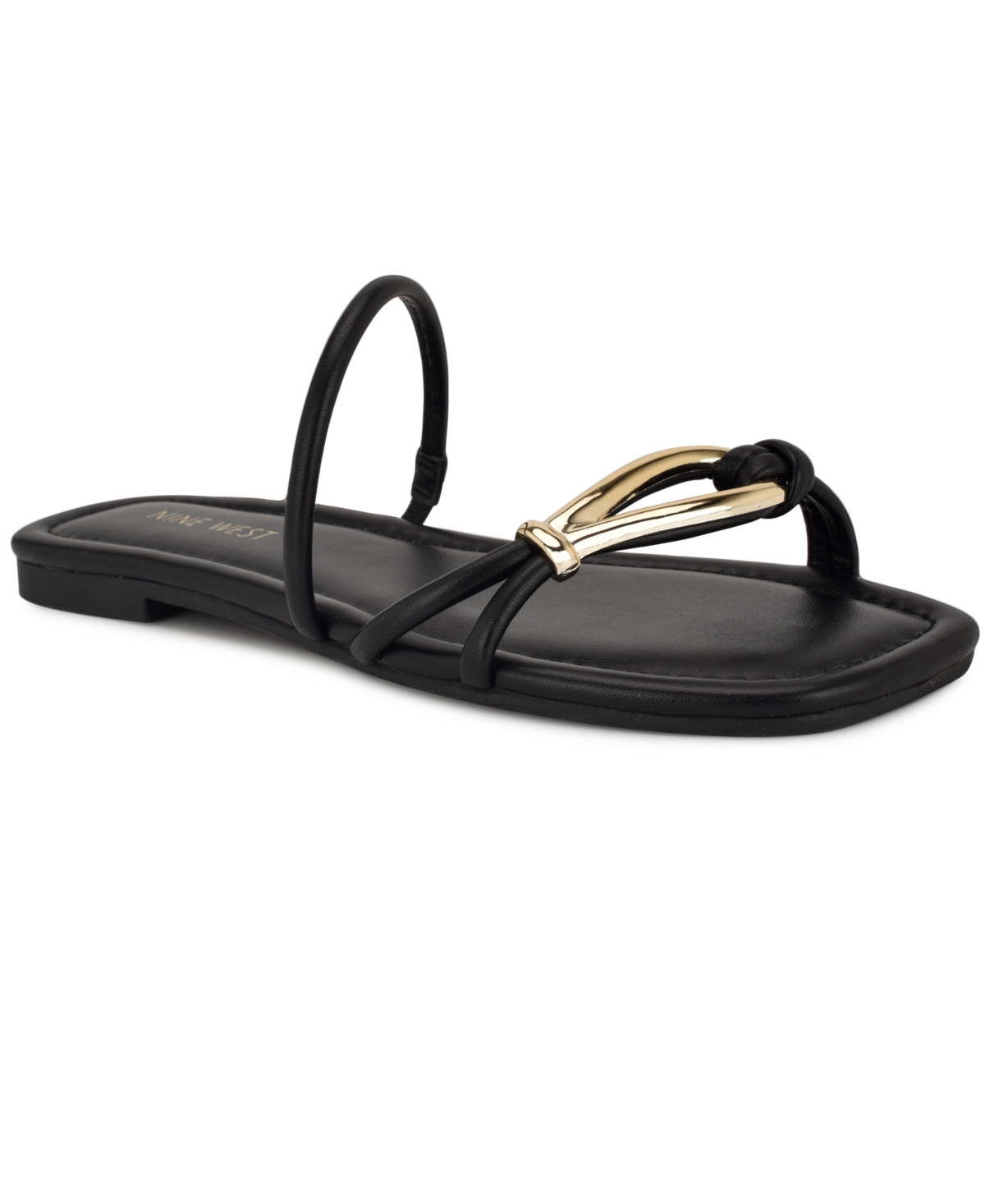 Shop Nine West Women's Tigra Strappy Flat Sandals In Black
