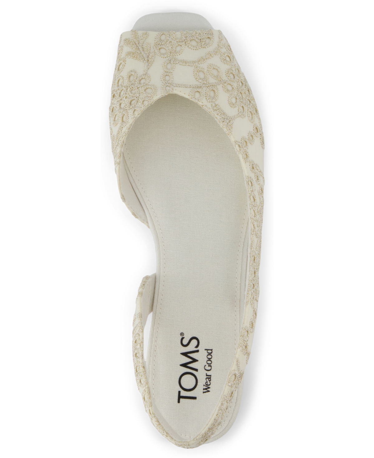 Shop Toms Women's Briella Open Toe Slingback Flat Sandals In Egret Botanical Eyelet