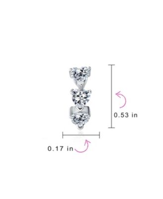 Romantic Pink Heart CZ Hoop Earrings Small Huggie Sterling Silver